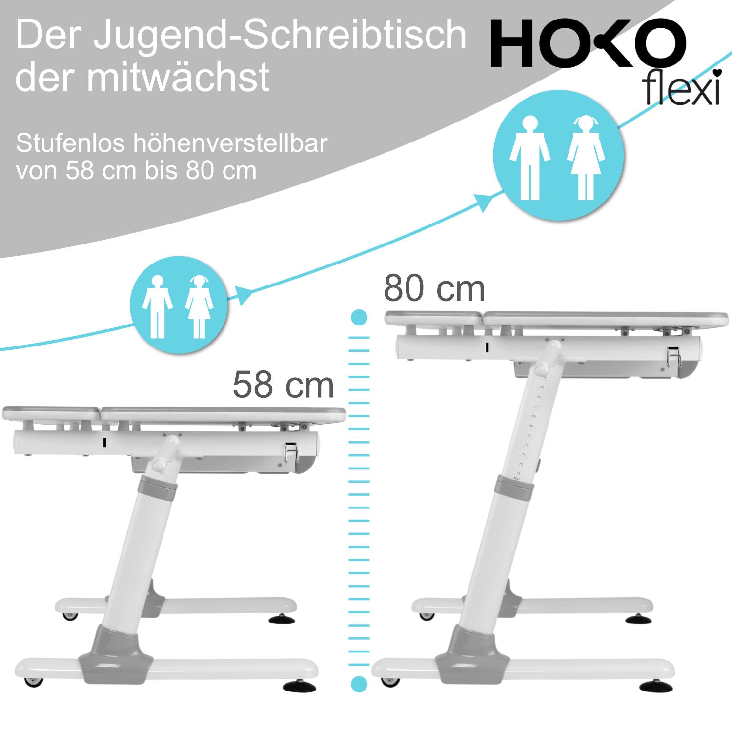 manuell Höhenverstellbar Kinder-Schreibtisch, Verstellbarer Tischplatte, Kinderzimmer Schreibtisch