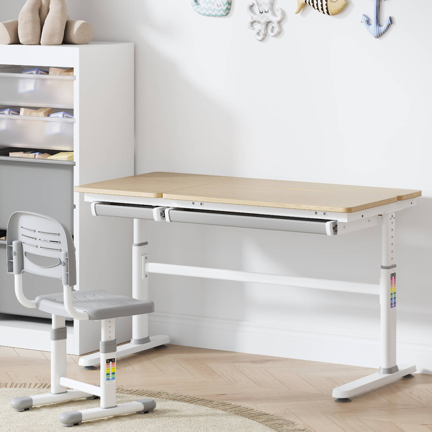 manuell höhenverstellbar Kinder-Schreibtisch mit verstellbarer Tischplatte